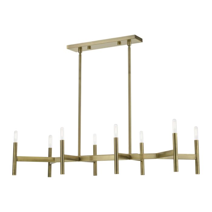 Copenhagen 8-Light Linear Chandelier in Antique Brass