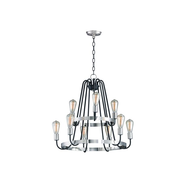 Maxim Lighting Haven 9 Light 9 Light Multi Tier Chandelier in Black / Satin Nickel