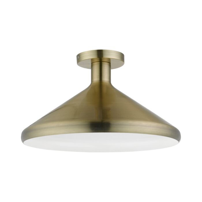 Geneva 1-Light Semi-Flush Mount in Antique Brass