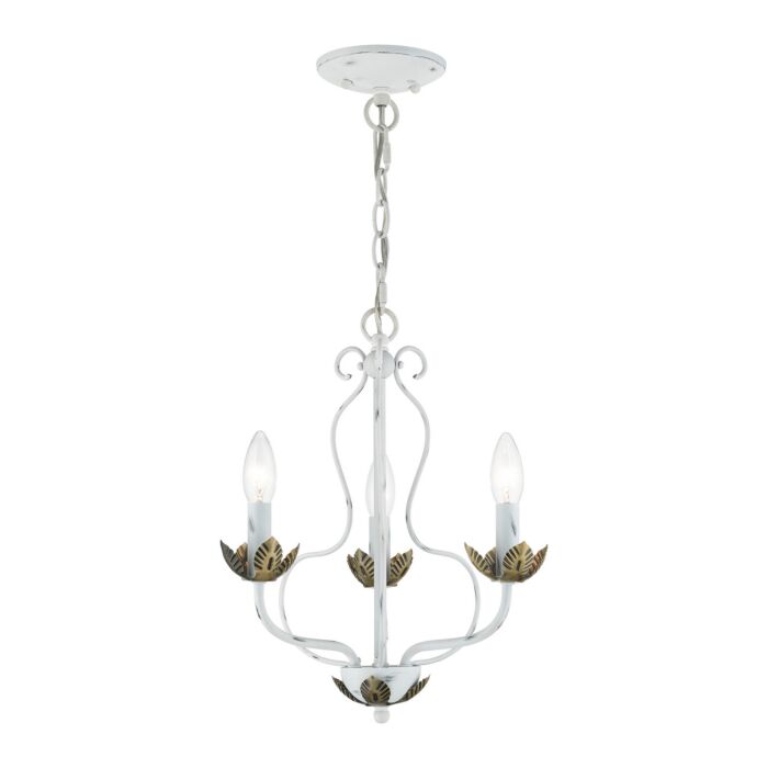 Katarina 3-Light Chandelier in Antique White w with Antique Brasss
