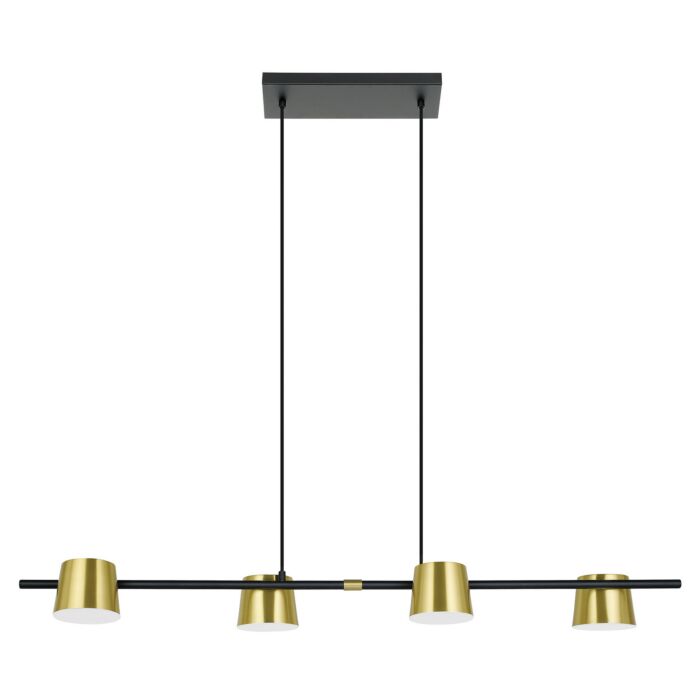 Altamira 4-Light LED Linear Pendant in Structured Black & Brass