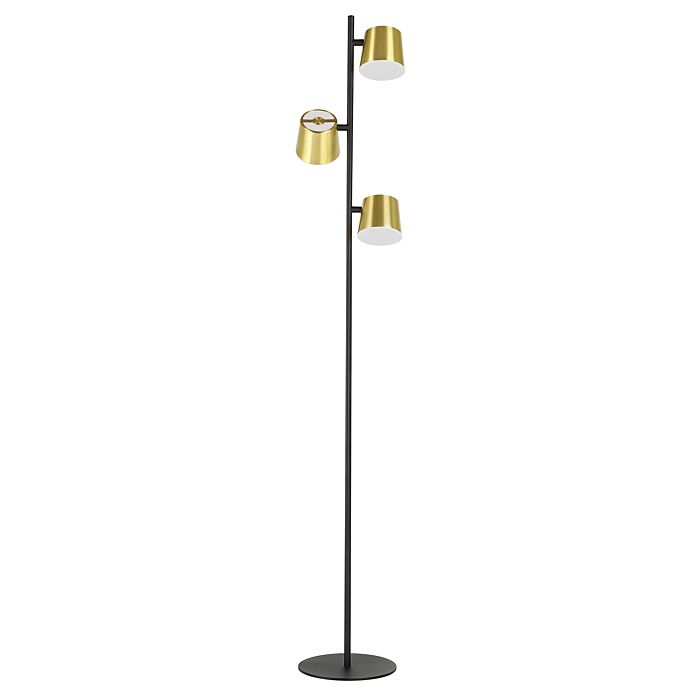 Altamira 3-Light LED Floor Lamp in Structured Black & Brass