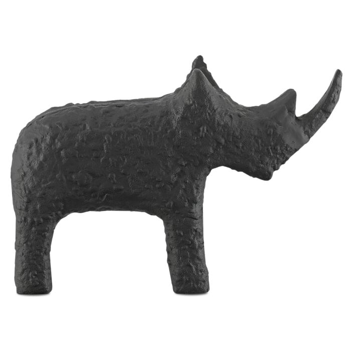 Currey & Company 8 Inch Kano Black Large Rhino in Textured Matte Black