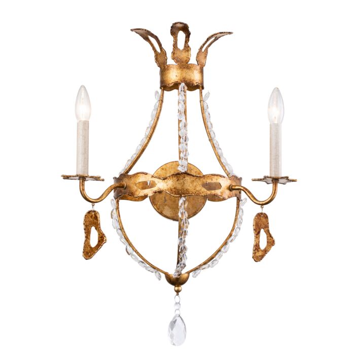 Monteleone 2-Light Wall Sconce in Antique Gold