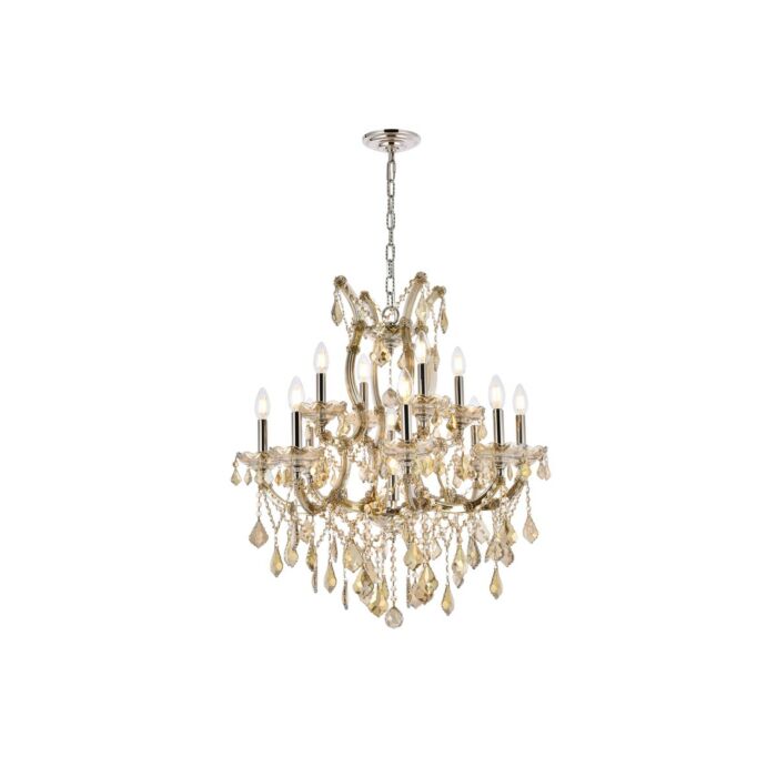 Maria Theresa 13-Light Chandelier in Golden Teak