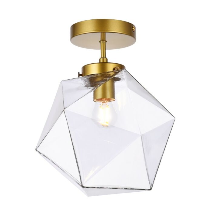 Lawrence 1-Light Flush Mount in Brass