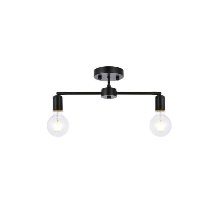 Zane 2-Light Flush Mount in Black