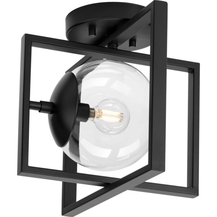 Atwell 1-Light Semi-Flush Mount in Matte Black