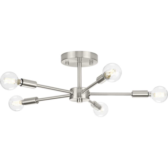Delayne 5-Light Semi-Flush Mount in Brushed Nickel