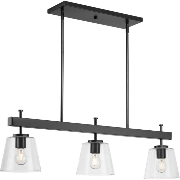 Saffert 3-Light Linear Island Chandelier in Matte Black