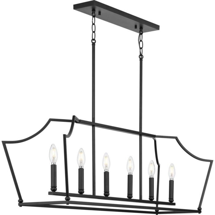 Parkhurst 6-Light Linear Island Chandelier in Matte Black