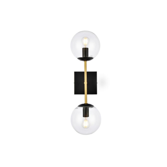 Neri 2-Light Wall Sconce in Black and Brass