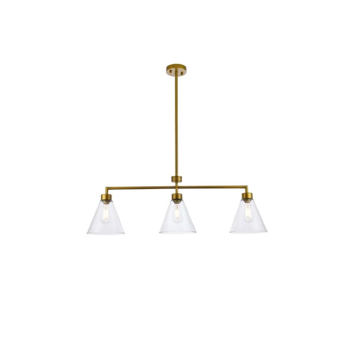 Mera 3-Light Pendant in Brass