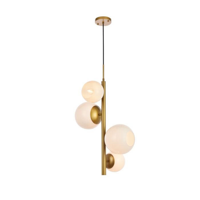 Wells 4-Light Pendant in brass