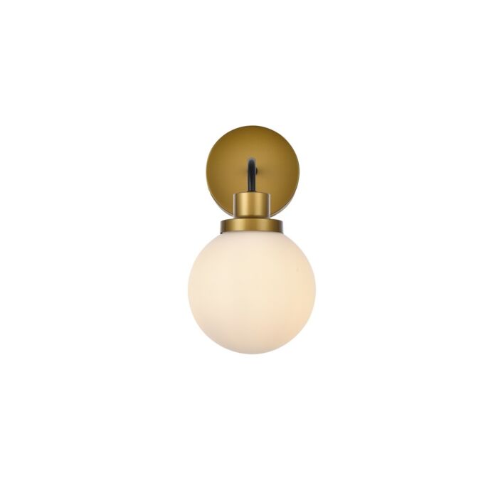 Hanson 1-Light Bathroom Vanity Light in Black and Brass
