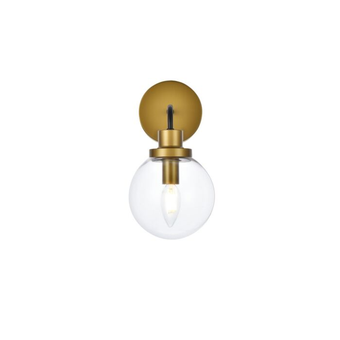 Hanson 1-Light Bathroom Vanity Light in Black and Brass