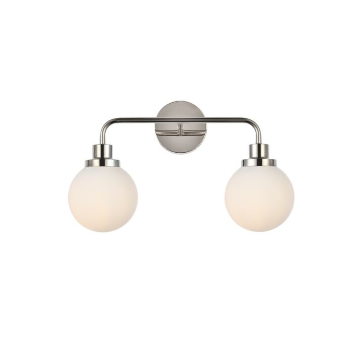 Hanson 2-Light Bathroom Vanity Light in Polished Nickel