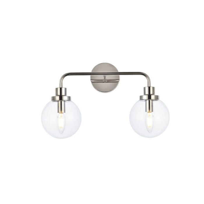 Hanson 2-Light Bathroom Vanity Light in Polished Nickel