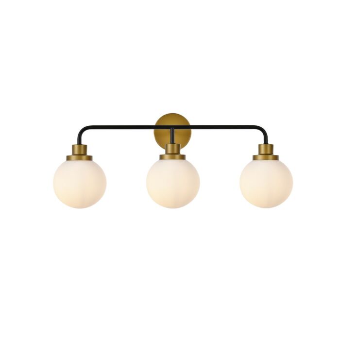 Hanson 3-Light Bathroom Vanity Light in Black and Brass