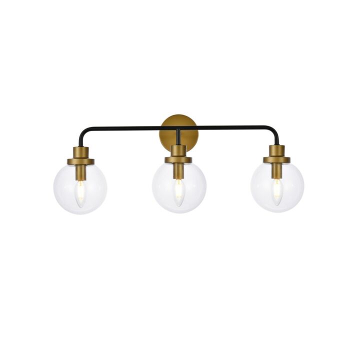 Hanson 3-Light Bathroom Vanity Light in Black and Brass