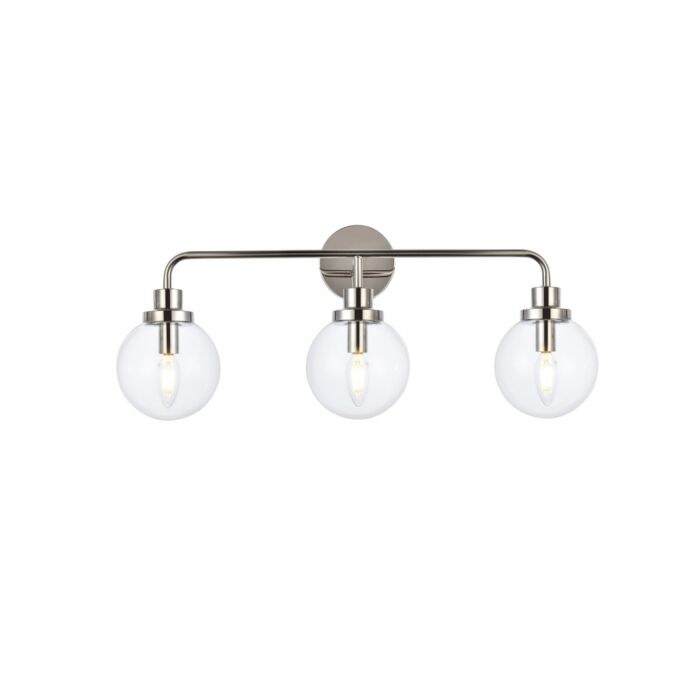 Hanson 3-Light Bathroom Vanity Light in Polished Nickel