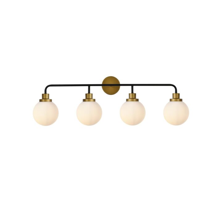 Hanson 4-Light Bathroom Vanity Light in Black and Brass