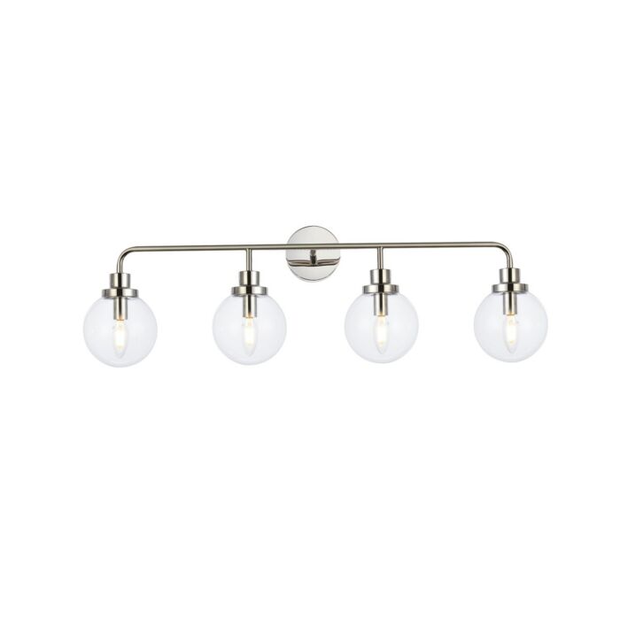 Hanson 4-Light Bathroom Vanity Light in Polished Nickel
