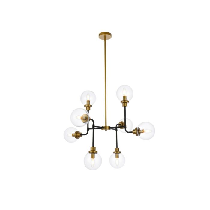 Hanson 8-Light Pendant in Black and Brass