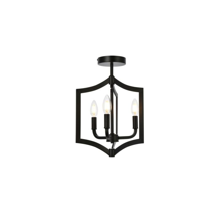 Kiera 3-Light Flush Mount in Black