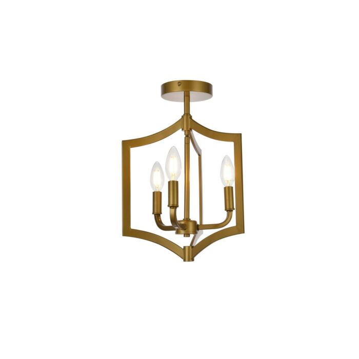 Kiera 3-Light Flush Mount in Brass