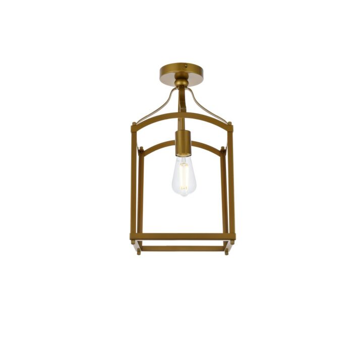 Janet 1-Light Flush Mount in Brass