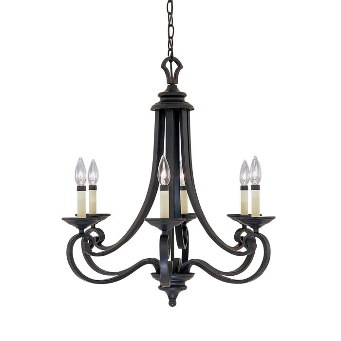 Barcelona 6-Light Chandelier in Natural Iron