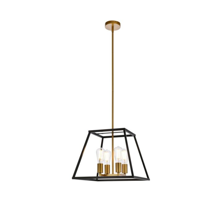 Declan 4-Light Pendant in Black And Brass