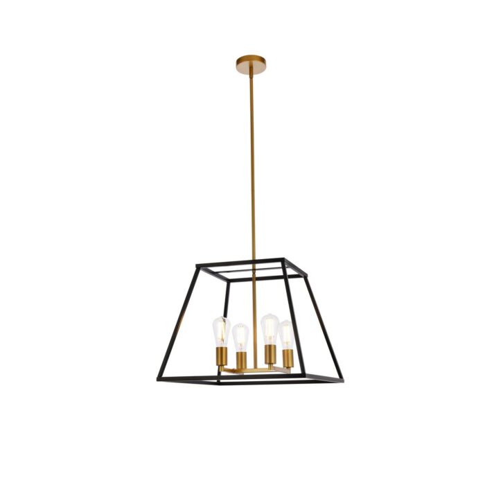 Declan 4-Light Pendant in Black And Brass