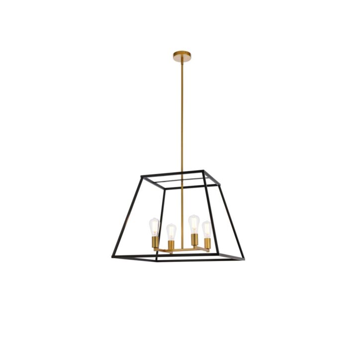 Declan 4-Light Pendant in Black And Brass