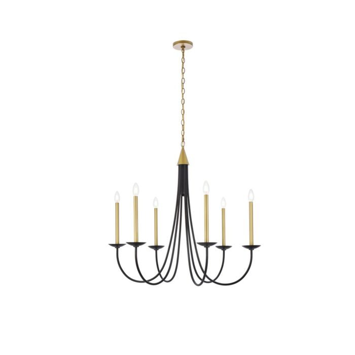 Cohen 6-Light Pendant in Black And Brass