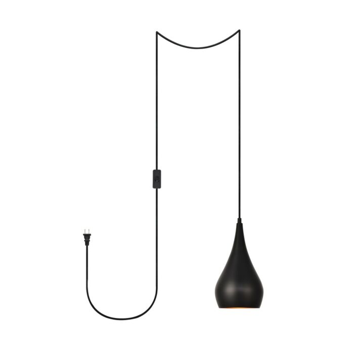 Nora 1-Light Plug in Pendant in Black