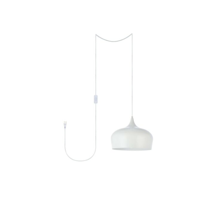 Nora 1-Light Plug in Pendant in White