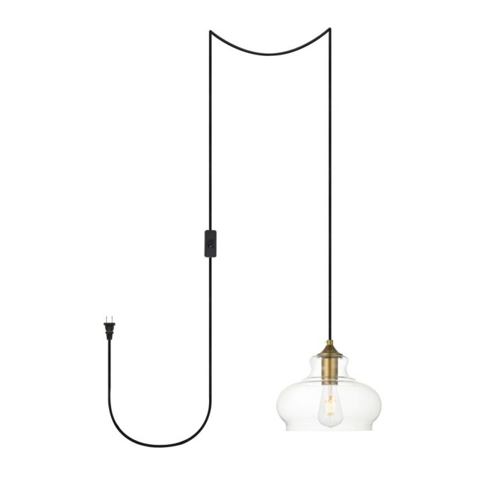Destry 1-Light Plug in Pendant in Brass