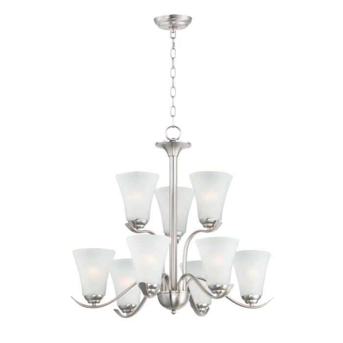 Maxim Vital 9 Light Transitional Chandelier in Satin Nickel