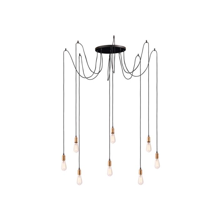 Maxim Lighting Early Electric 8 Light 8 Light Multi Light Pendant in Black / Antique Brass