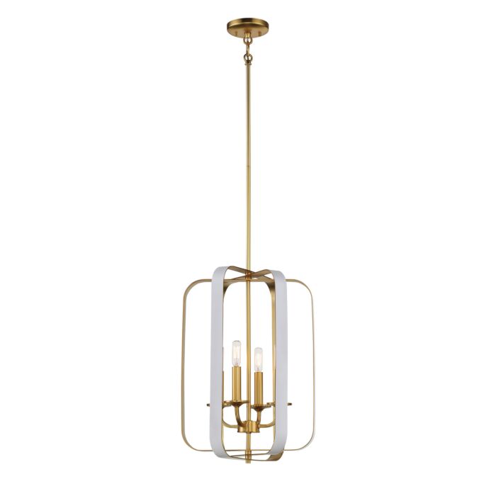 Minka Lavery Aureum 4 Light Pendant Light in Matte White With Honey Gold