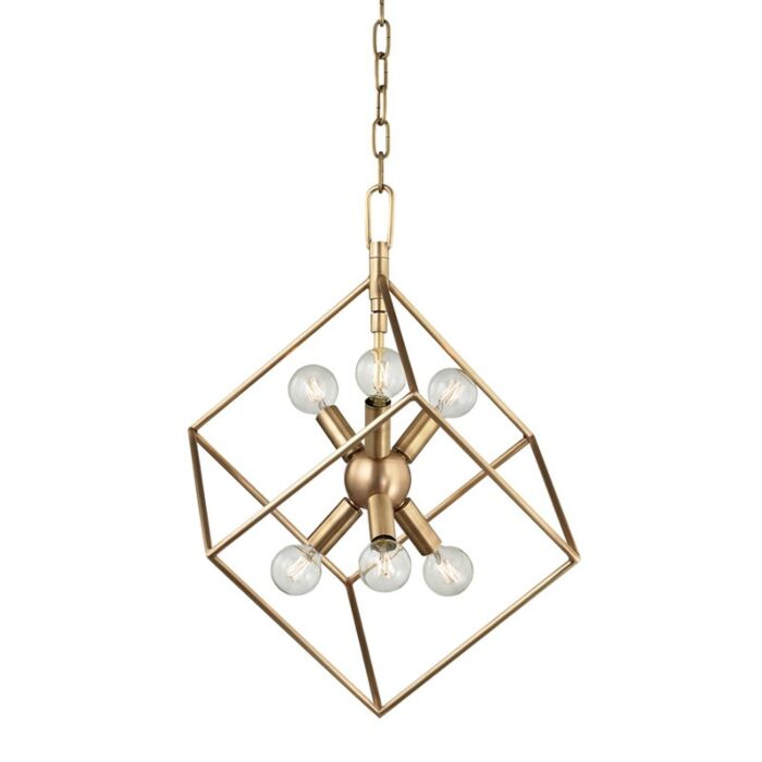 Hudson Valley Roundout 6 Light 21 Inch Pendant Light in Aged Brass