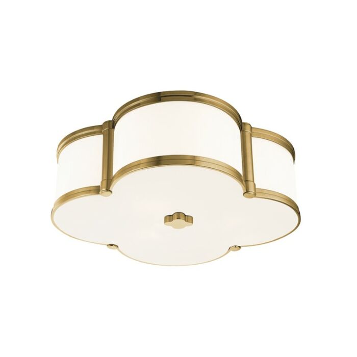 Hudson Valley Chandler 3 Light Quatrefoil Ceiling Light in Aged Brass