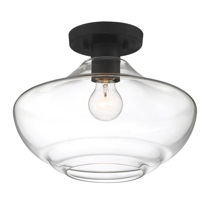 Emma 1-Light Semi-Flush Mount in Matte Black