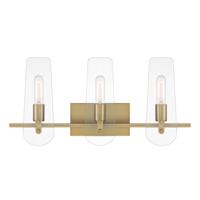 Bergen Beach 3-Light Bathroom Vanity Light in Brushed Gold