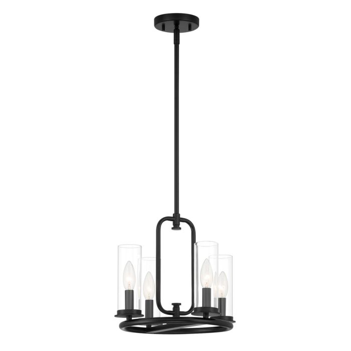 Hudson Heights 4-Light Pendant Convertible in Matte Black