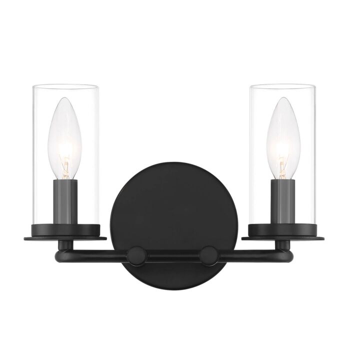 Hudson Heights 2-Light Bathroom Vanity Light in Matte Black