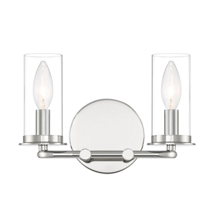 Hudson Heights 2-Light Bathroom Vanity Light in Polished Nickel