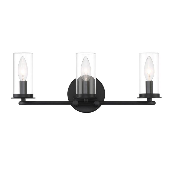 Hudson Heights 3-Light Bathroom Vanity Light in Matte Black